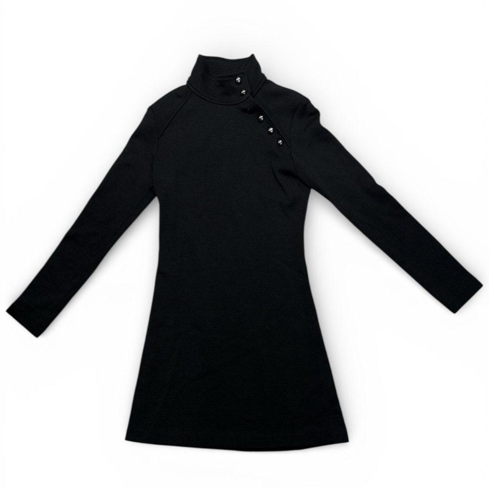 Milly of New York Black Mockneck Wool Dress Size P (Size 0-2)